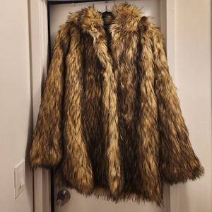 Faux Fur Coat with Hood and straps
